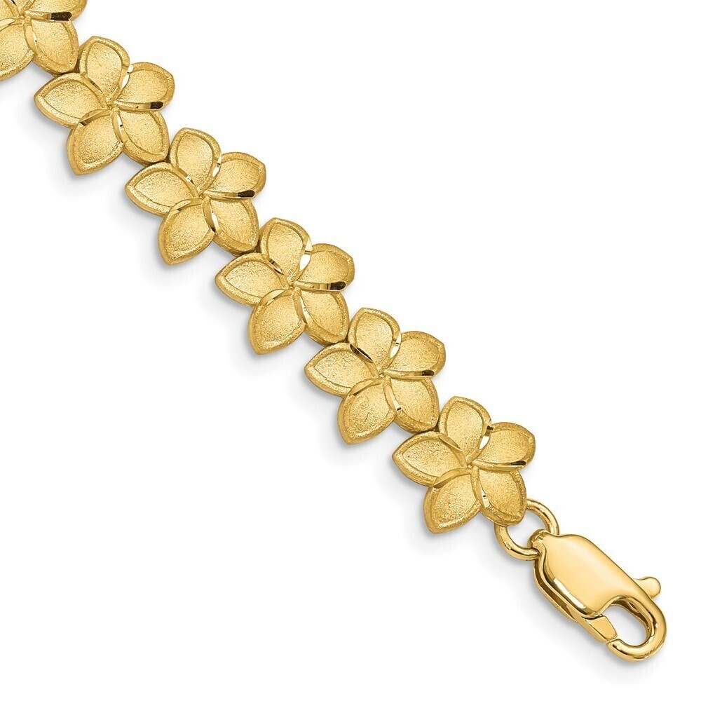 Kazi Luxury 14K Brushed & D/C Plumeria Bracelet